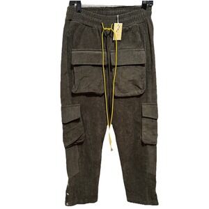 MNML CORDUROY SNAP II CARGO PANTS Mens Size S NEW Rave Utility Street Wear Olive